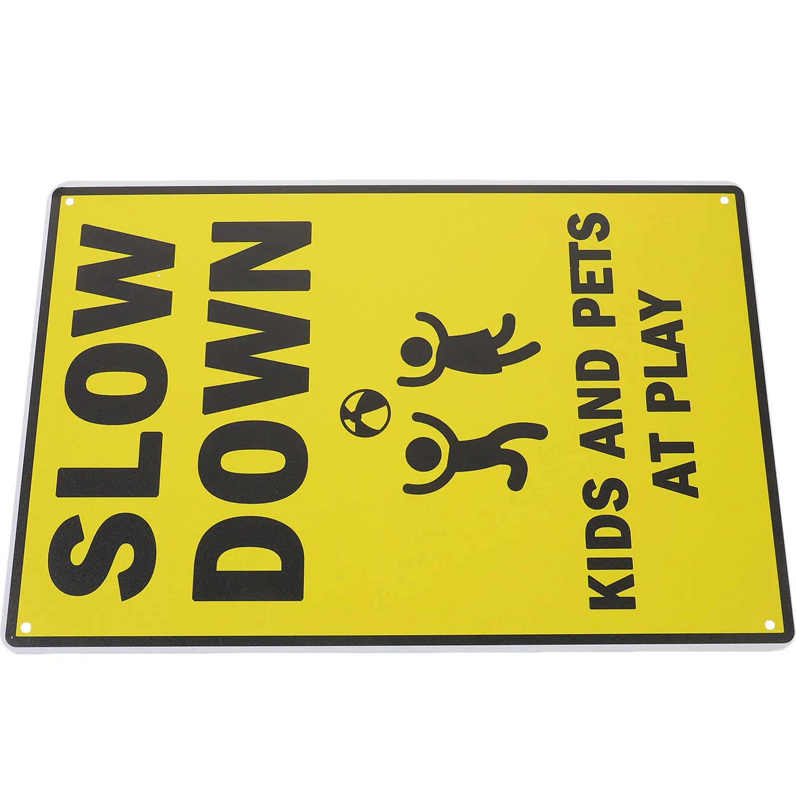 

Sturdy Iron Street Sign Slow Down Caution Kids Play Traffic Safety Warning Sign for Road Driveway All Weather Use