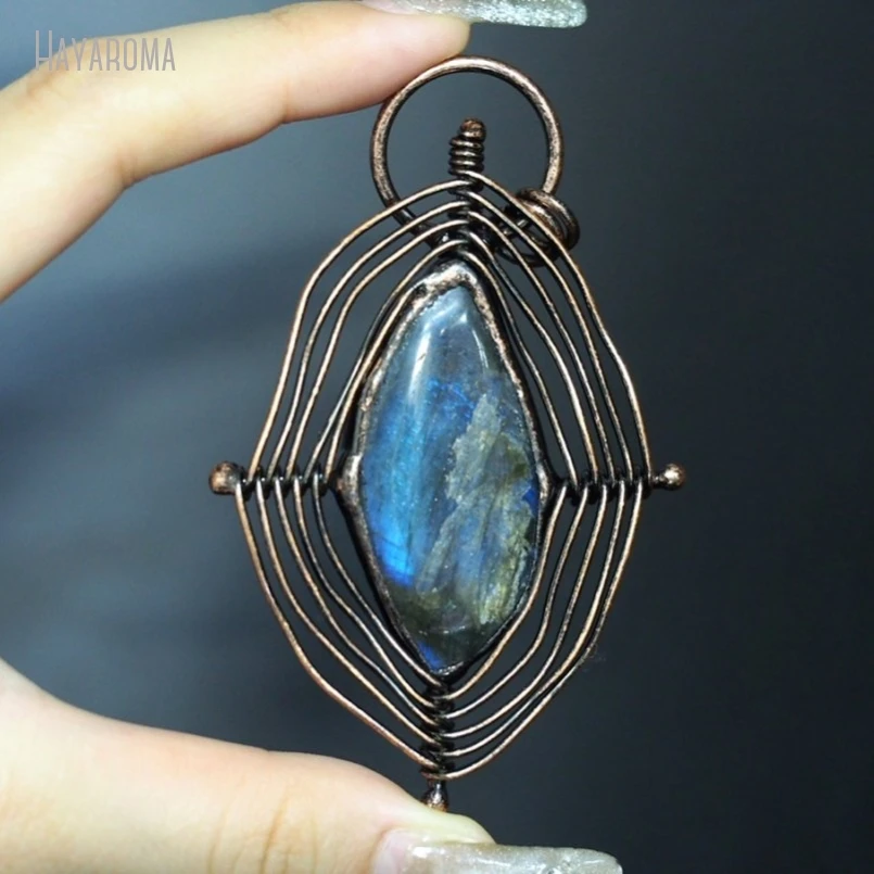 10Pcs Wholesale Antique Bronze Color Tin Labradorite Soldered Drop Free Form Teardrop Vintage Handmade Jewelry Pendant PM50082