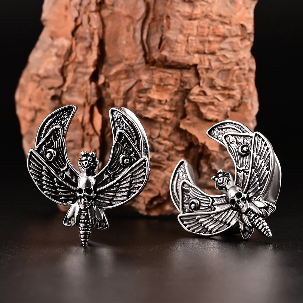 Doearko 2PCS Moth Saddle Plugs Ear Gauges Tunnels 316 Stainless Steel Earrings Plugs Piercing For Ears Expander Body Jewelry image 3