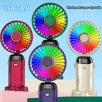 1200mAh Handheld Mini Fan Foldable Portable Neck Hanging Fans 5 Speed USB Rechargeable Fan with Phone Stand and Display Screen