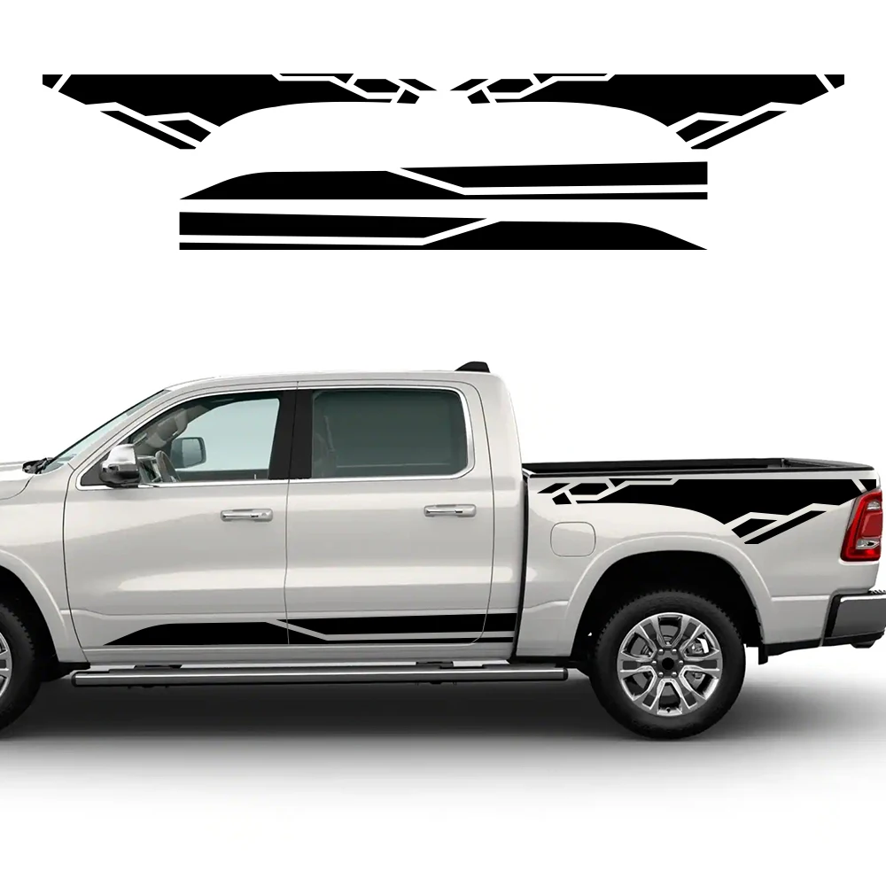 

4Pcs Car Side Skirt Body Sticker Pickup Truck Bed Sport Style Decor Decal For Dodge RAM 1500 2500 Auto Tuning Accessoreis Kits