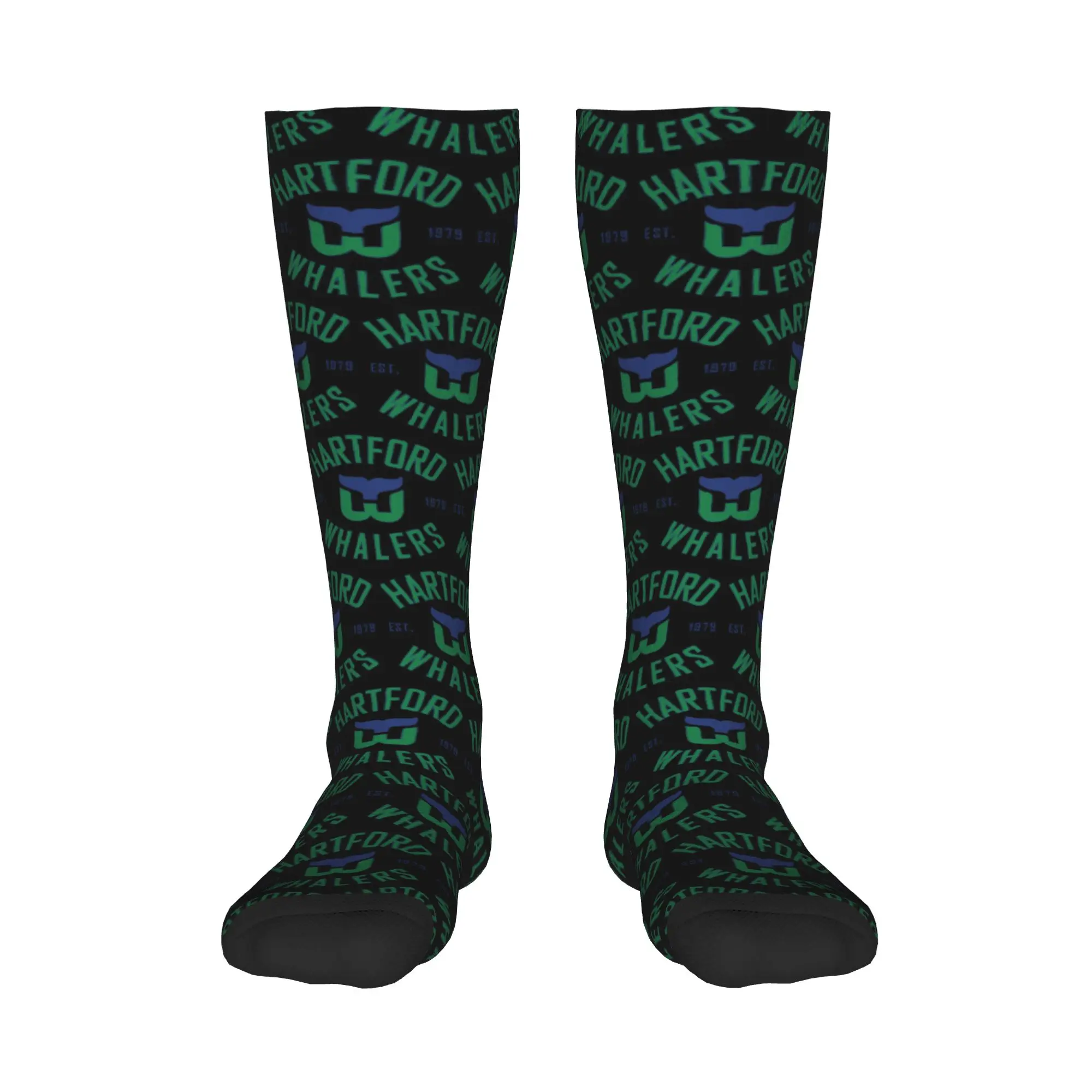 

Всесезонные чулки для экипажа, носки Hartford Whalers CT, модные длинные носки в стиле Харадзюку в стиле хип-хоп, аксессуары для мужчин и женщин, подарки