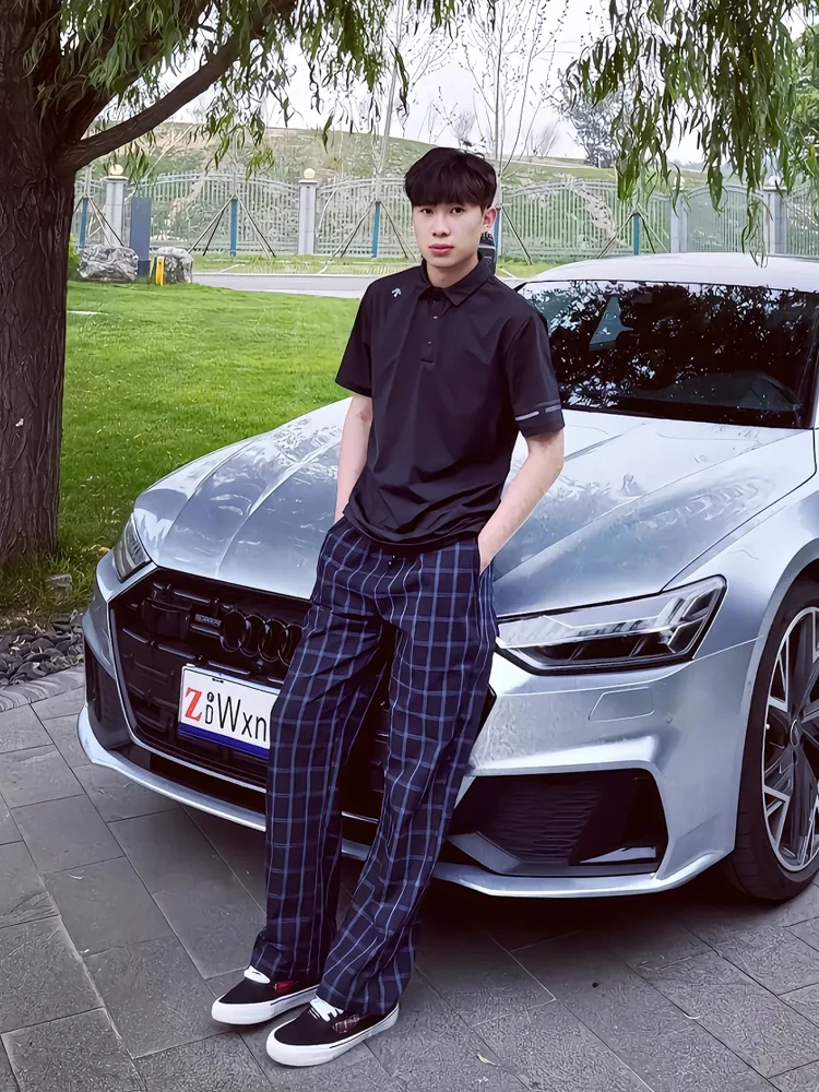 

Men's Summer Thin American High Street Drape Wide Leg Micro Flared Casual Pants Spor Loose Fit Long Trousers