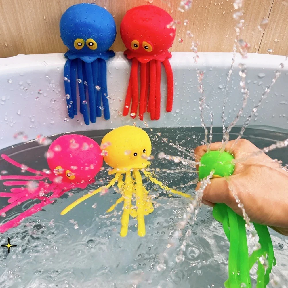 Juguete de baño para bebé, esponja absorbente de agua, pulpo para apretar, juguete para aliviar el estrés, pulverizador de agua, pulpo, juego de natación, juguete de baño de agua