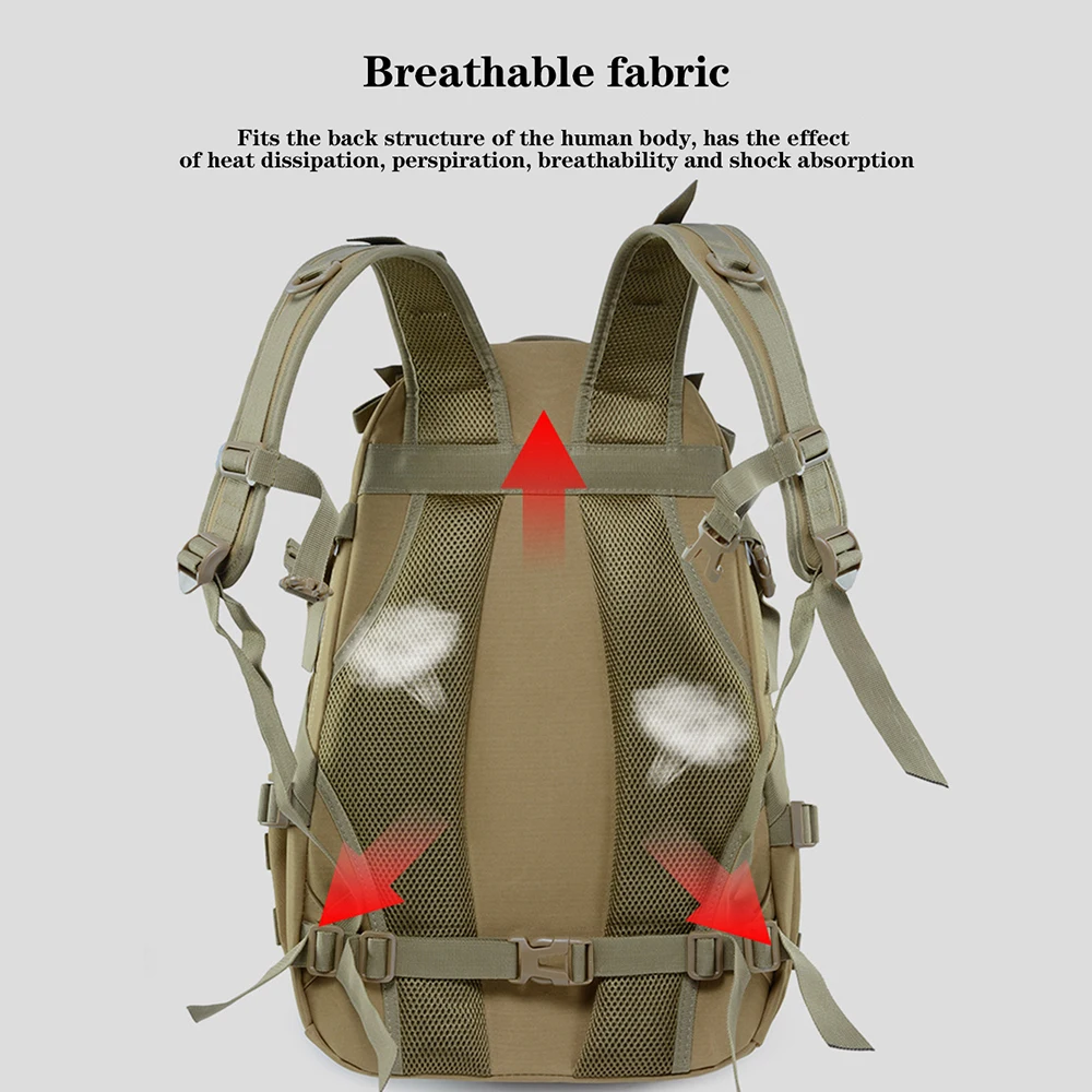 40L Tactical Backpack Men\'s Military Bag Travel Bags Army Tactical Molle Climbing Rucksack Hiking Outdoor Reflective Bag