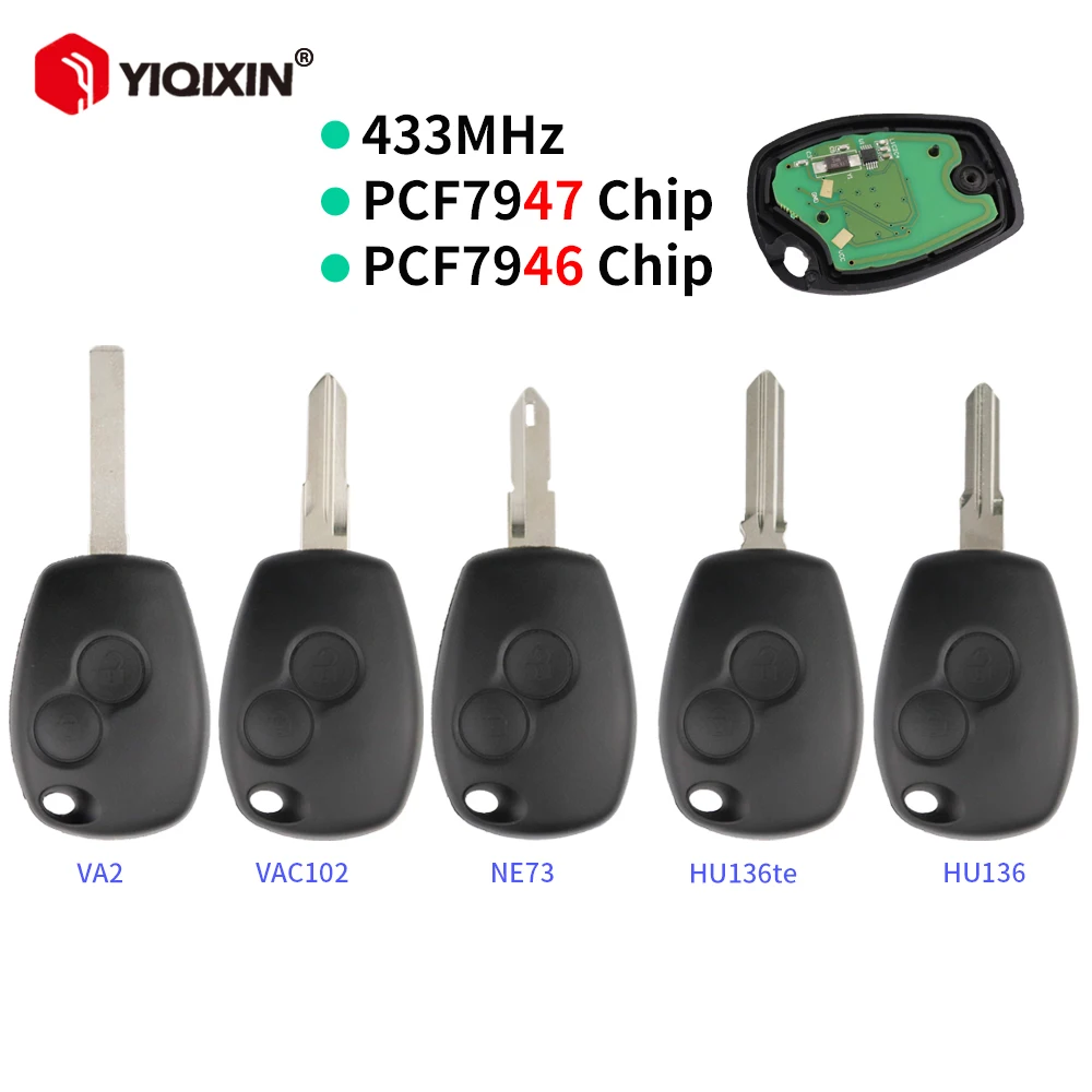 433Mhz ID46 PCF7946/47 Remote Car Key For Renault Trafic Duster Master Modus Clio 3 Twingo Movano Dacia Logan Sandero Kangoo