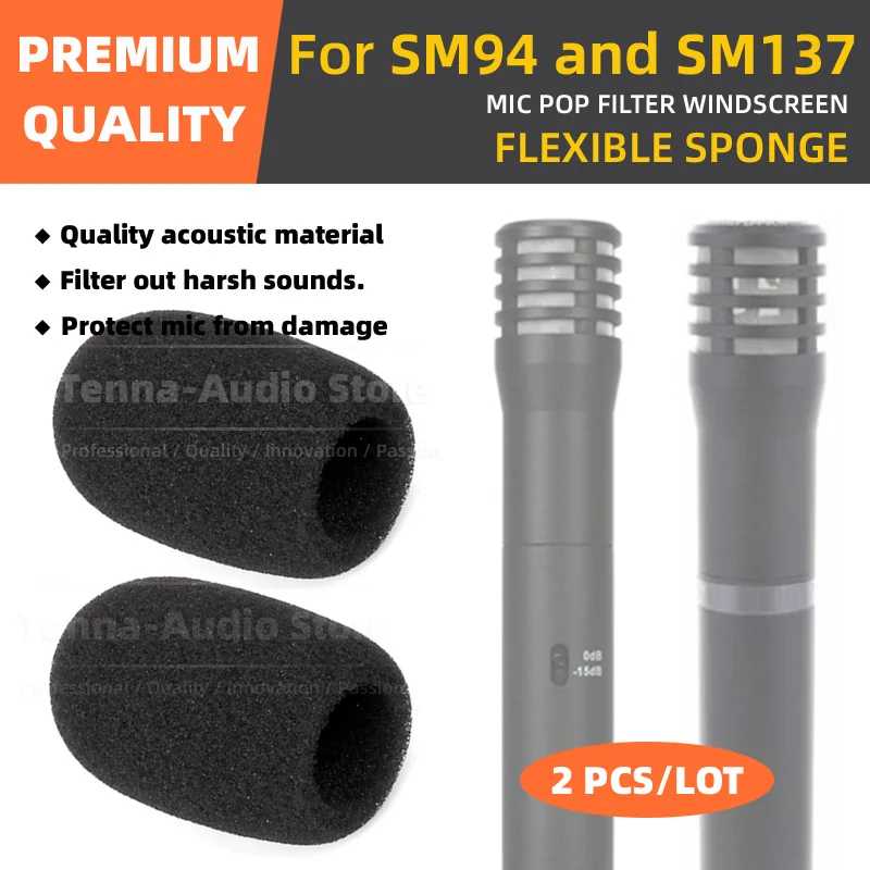 

2PCS/LOT Windscreen Foam For SHURE SM94 SM137 SM 94 137 Microphone Sponge Shield Anti Noise Windproof Pop Filter Mic Windshield