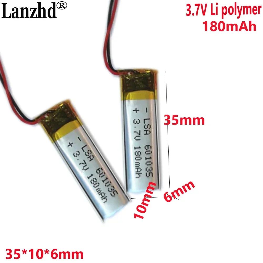 

601035 polymer lithium battery 3.7V 180MAH smart wearable Bluetooth headset point reading pen battery