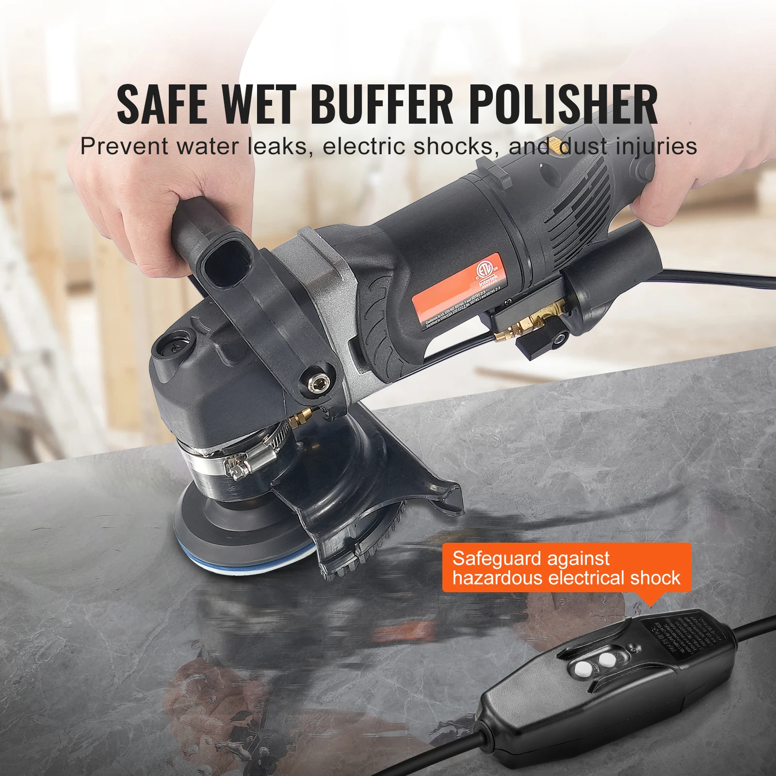 SucceBuy Wet Polisher 800W Concrete Grinder w/ 6 Variable Speed and 7 Polishing Kits Wet Grinder Machine for Polishing Grinding