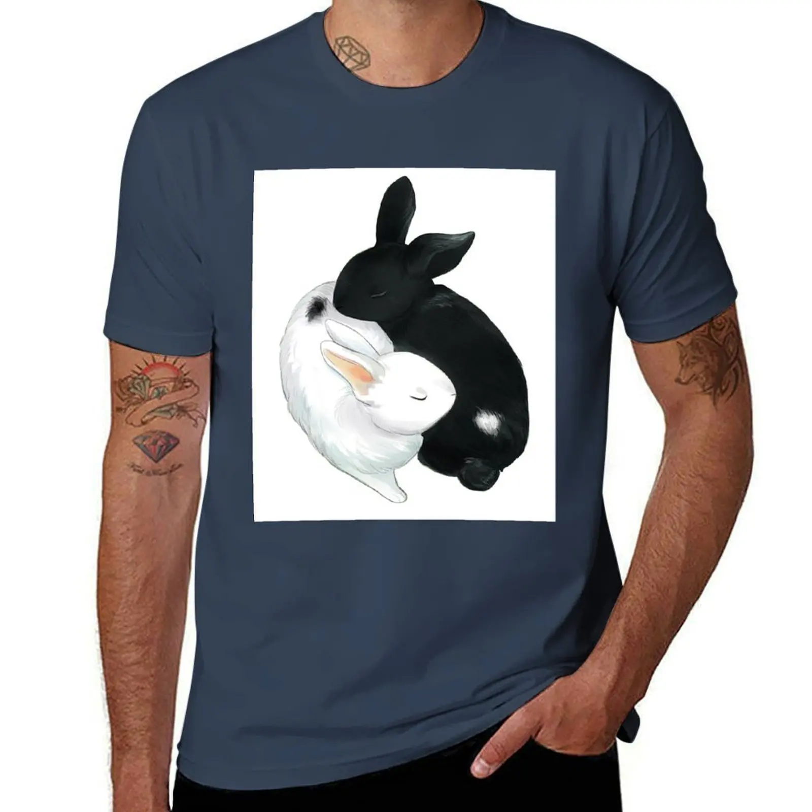 

yin yang bunnies T-Shirt man t shirt summer printed t shirts for man T-Shirt