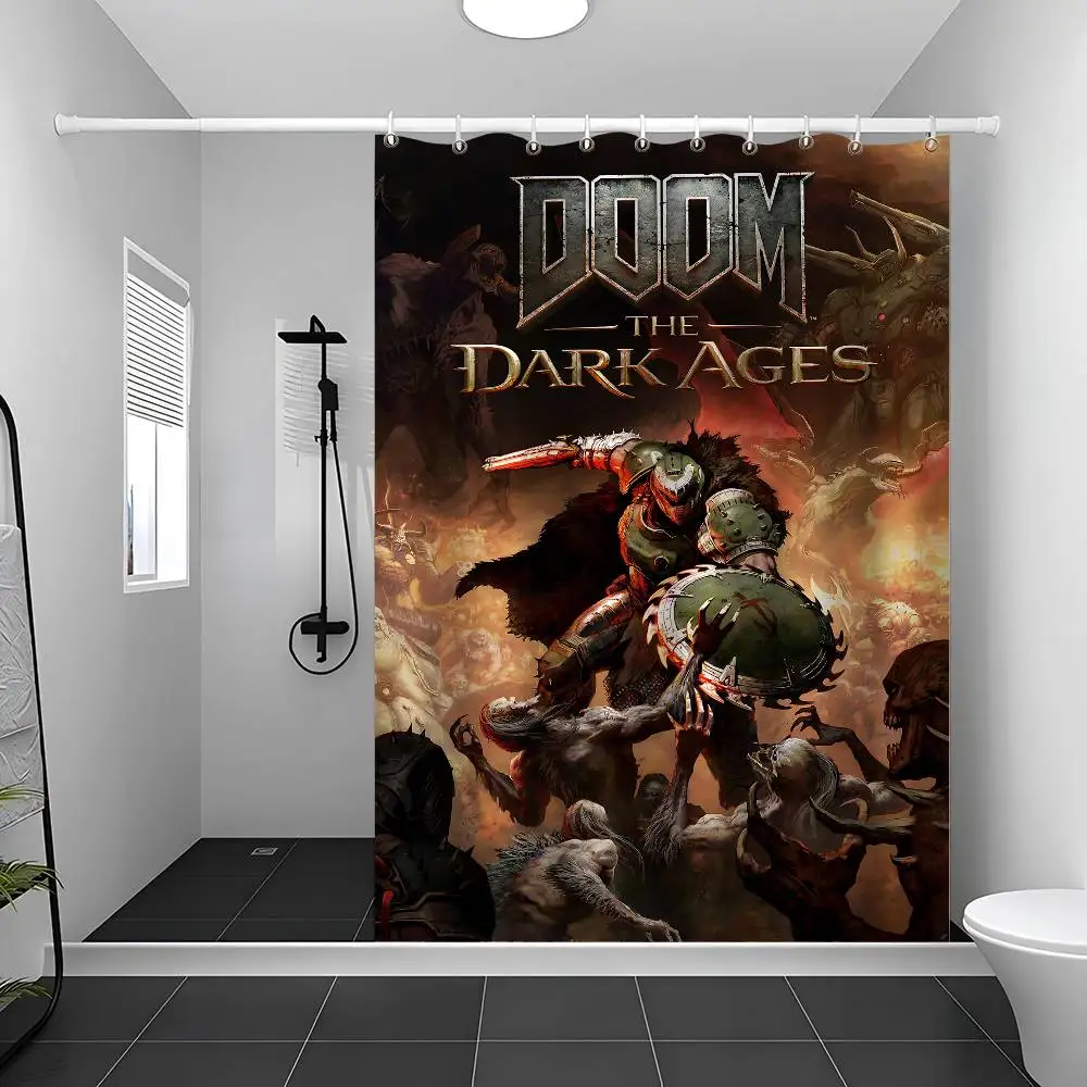 Game D-DOOM-Eternal 1 Piece Of 150x180cm Printed Shower Curtain Partition Bathroom Waterproof And Mold Resistant