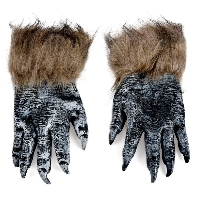 

1 Pair Wolf Gloves Halloween Mask animal mask set Masquerade Wolf (Size: L, Color: Black)