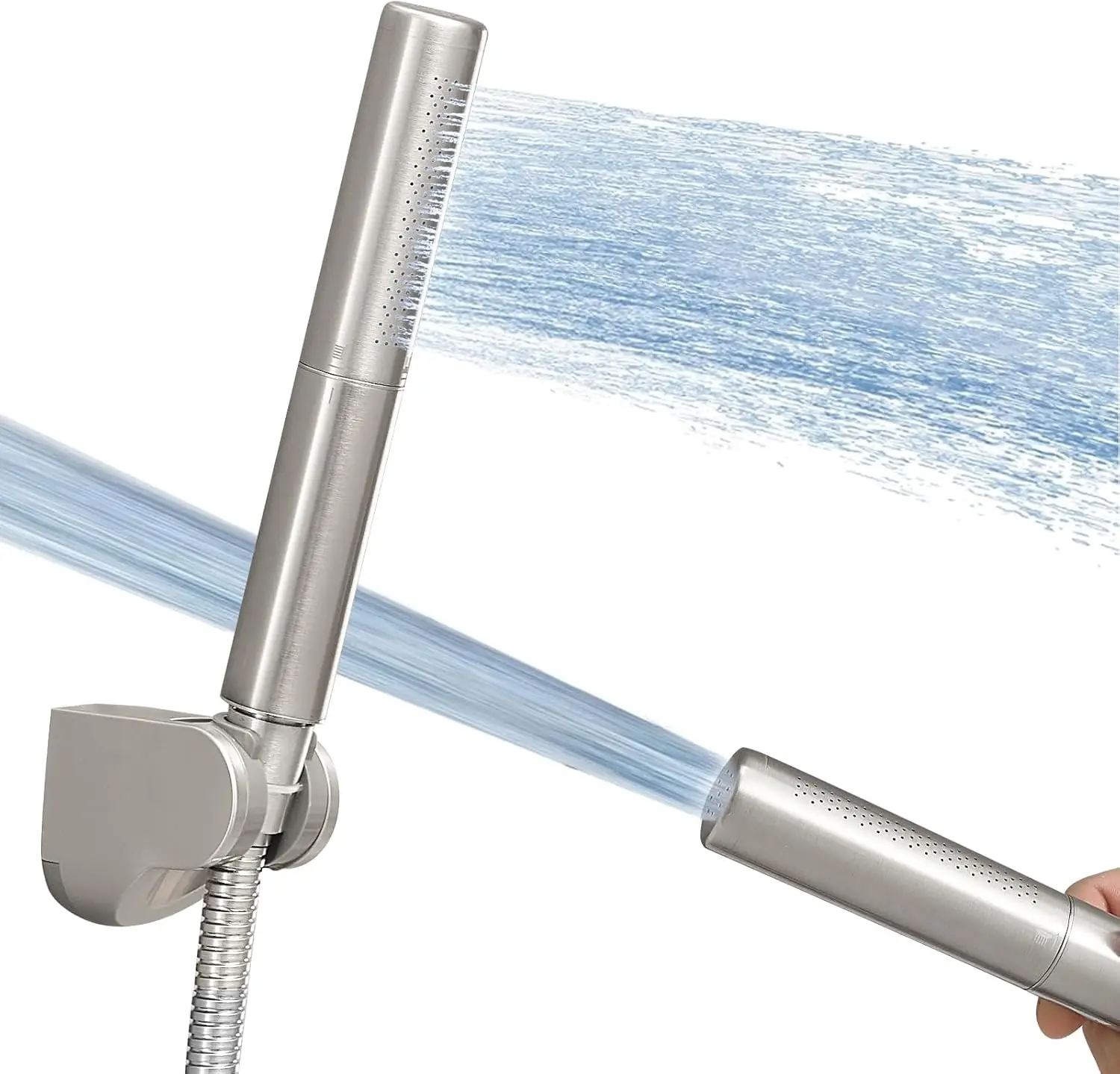 

High Pressure 2-in-1 Handheld Shower Head with Air Injection, Brushed Nickel Finish, and 59-Inch Hose for Water Saving