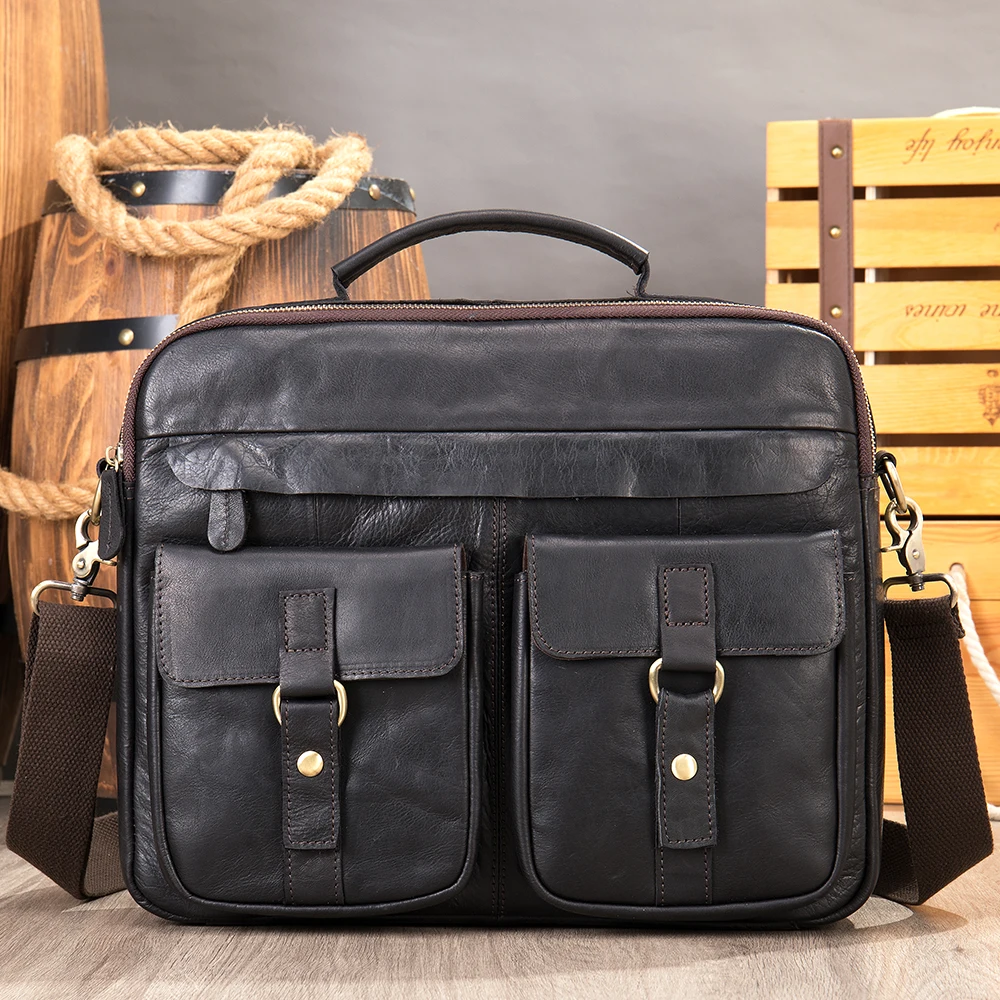 WESTAL – sac d\'ordinateur portable en cuir 100%, porte-documents pour hommes, sac à bandoulière en cuir véritable, sacs de styliste pour Document