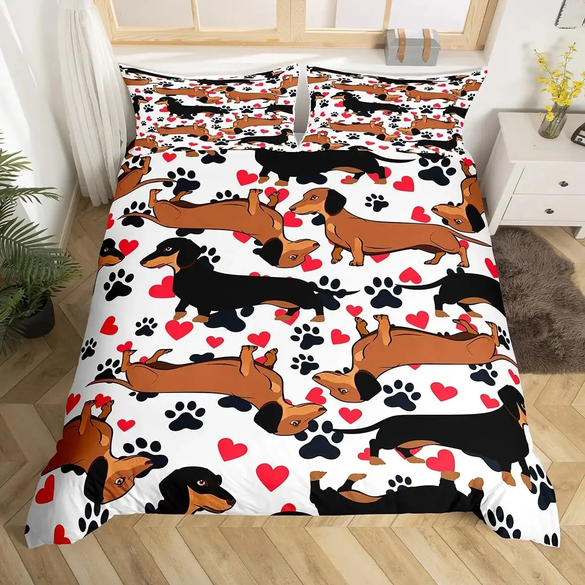 Pirate Pug Dog Duvet Cover Queen Kids Cute Cartoon Pet Dog Bedding Set Kawaii Puppy Comforter Cover Animal Themed Quilt Cover