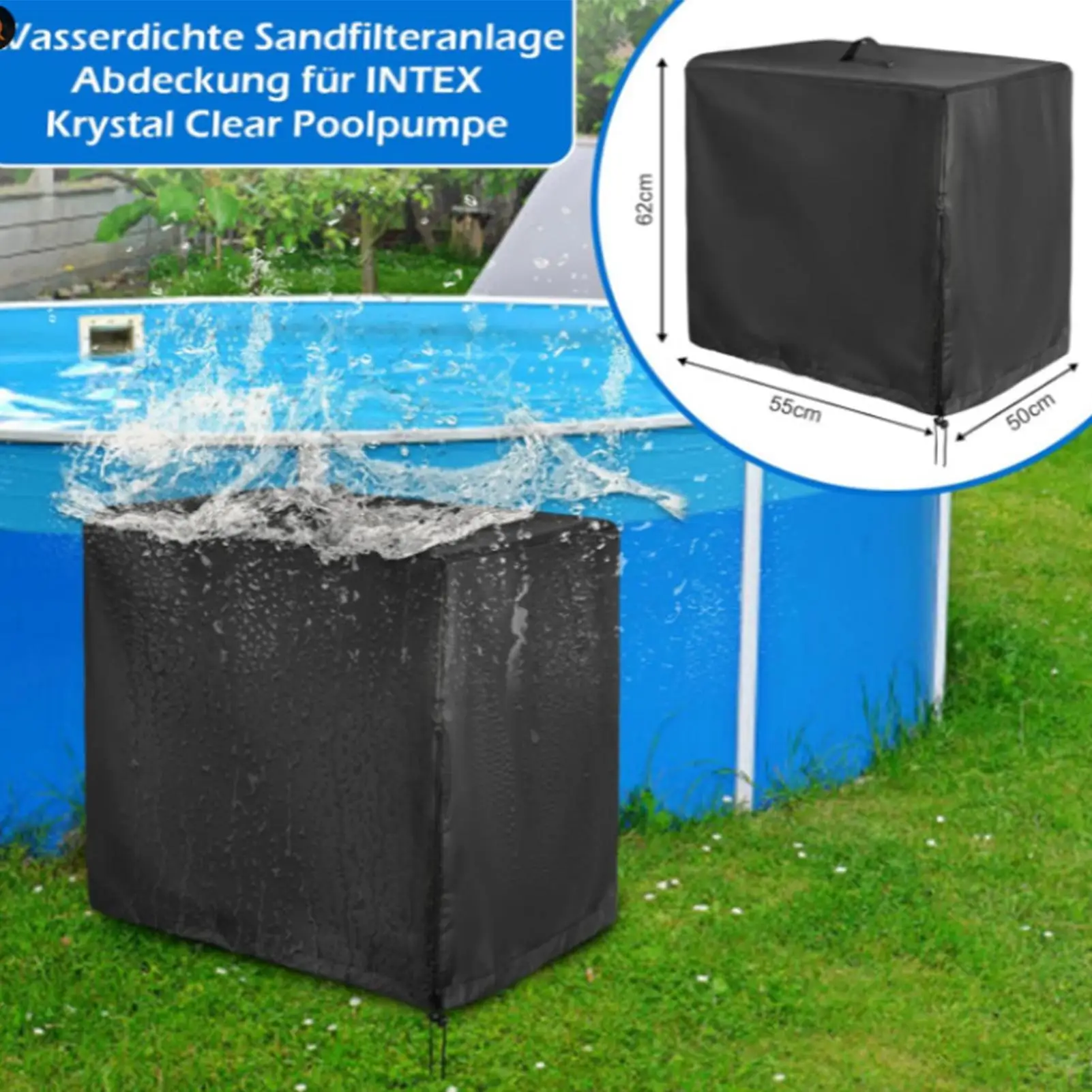 Cubierta de filtro de piscina, bomba de filtro de arena para exteriores, cubierta antipolvo, tela Oxford, accesorios a prueba de polvo para piscina con ajustable