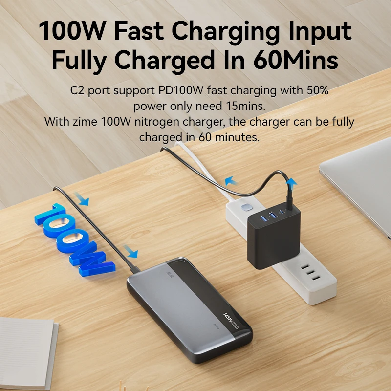 zime Power Bank 145W 25000mAh PD Fast Charging Portable With External Battery For MacBook Pro/Air iPhone 15/14/13 And More