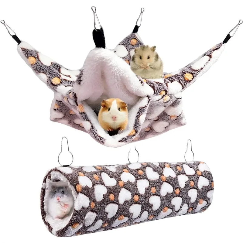 

Small Pet Cage Hammock Hanging Tunnel Small Animals Hanging Bed for Ferret Rat Chincilla Hammock Sleeper Cage Accessories Set