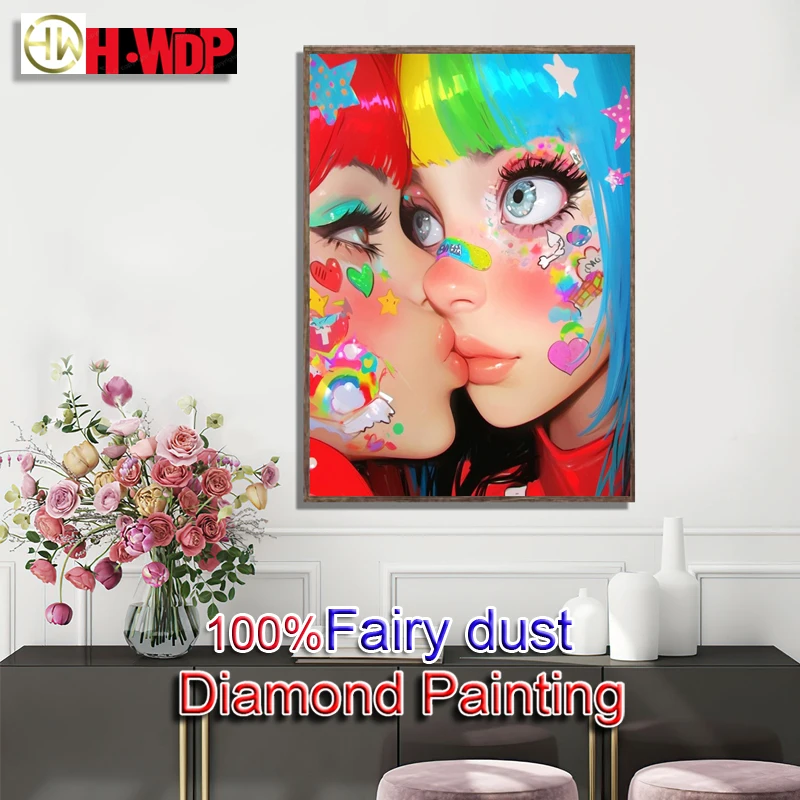 

Lover 100% Fairy Dust Алмазная картина Девушка Полная квадратная мозаика Вышивка крестиком Кристалл Алмазная картина Фея Пил Домашний декор