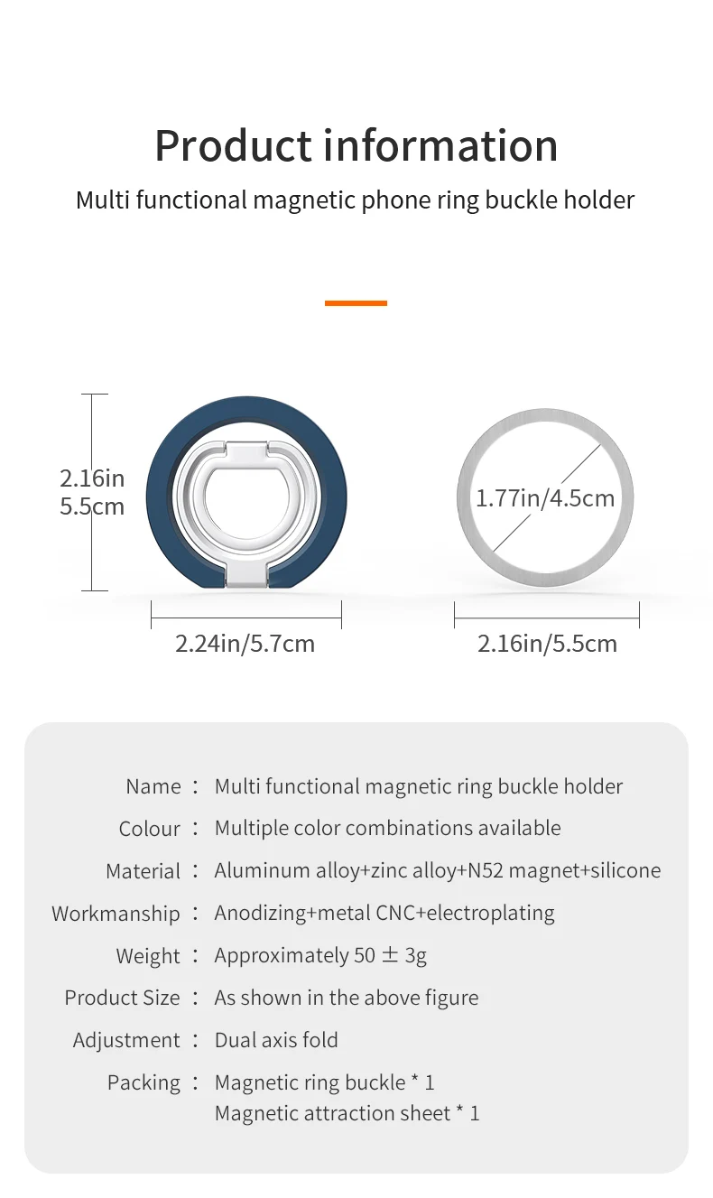 Doppelseitiger Starker Magnethalter für Magsafe Mobiltelefon Faltbarer Fingerring Magnet-Halterung für iPhone 17 Pro Samsung Xiaomi – Detail 15