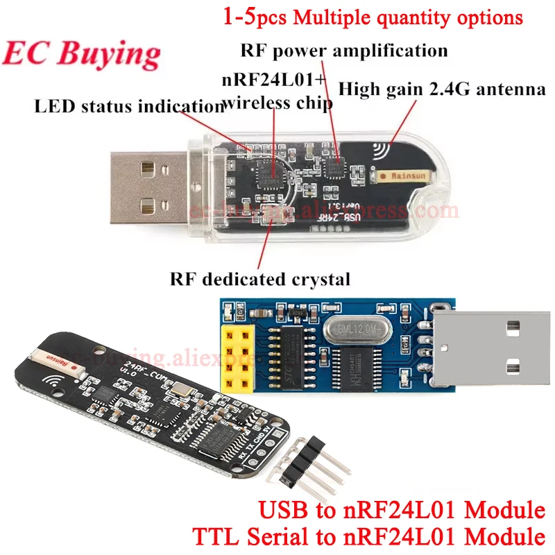 nRF24L01 Wireless Data Transmission Module 2.4G Serial Port USB TTL to nRF24L01 Long Distance Communication Digital Transmission