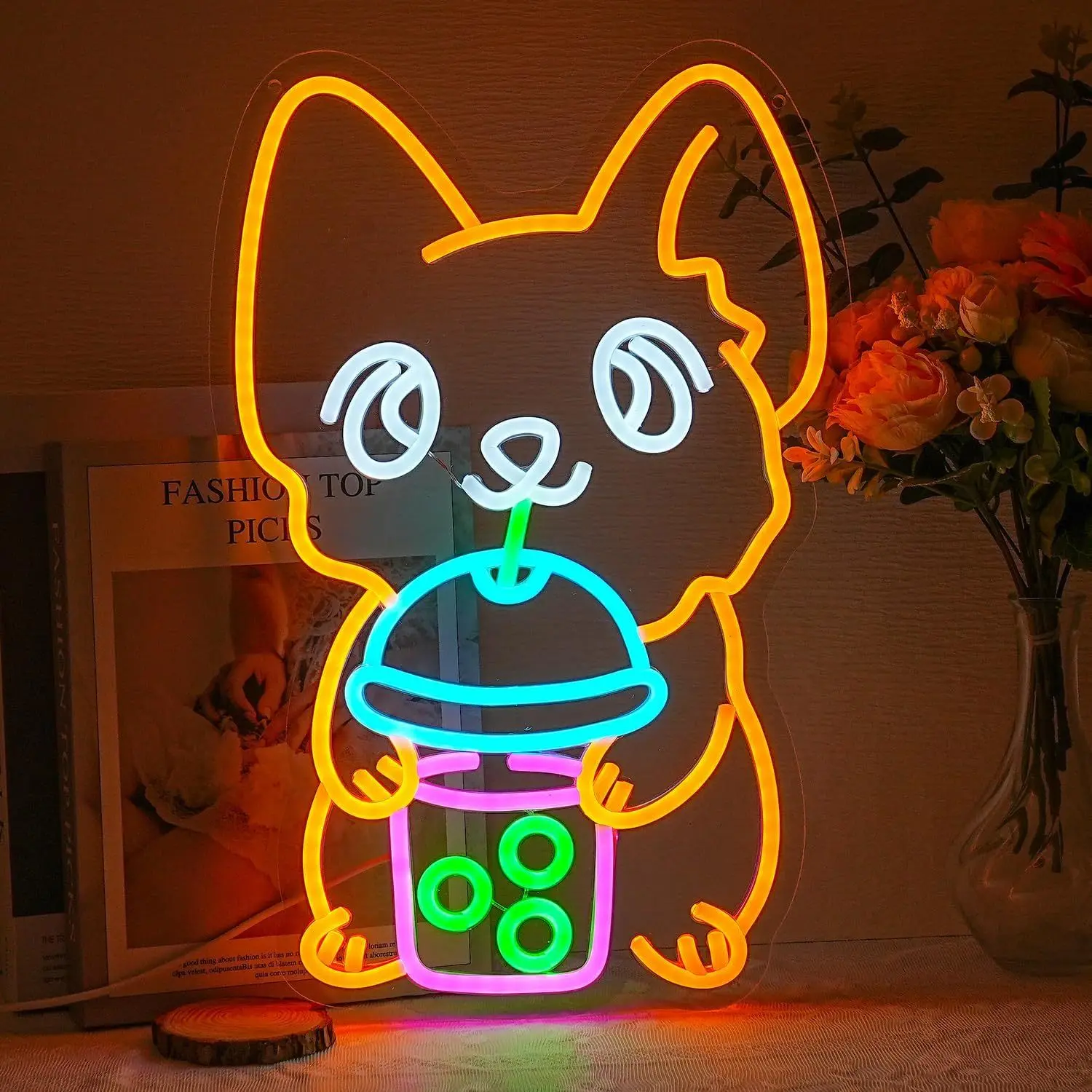 

Corgi Drinking Bubble Tea Neon Light Wall Decor LED Neon Sign for Bedroom Home Game Room Bar Man Cave Gift for Kid USB Powered