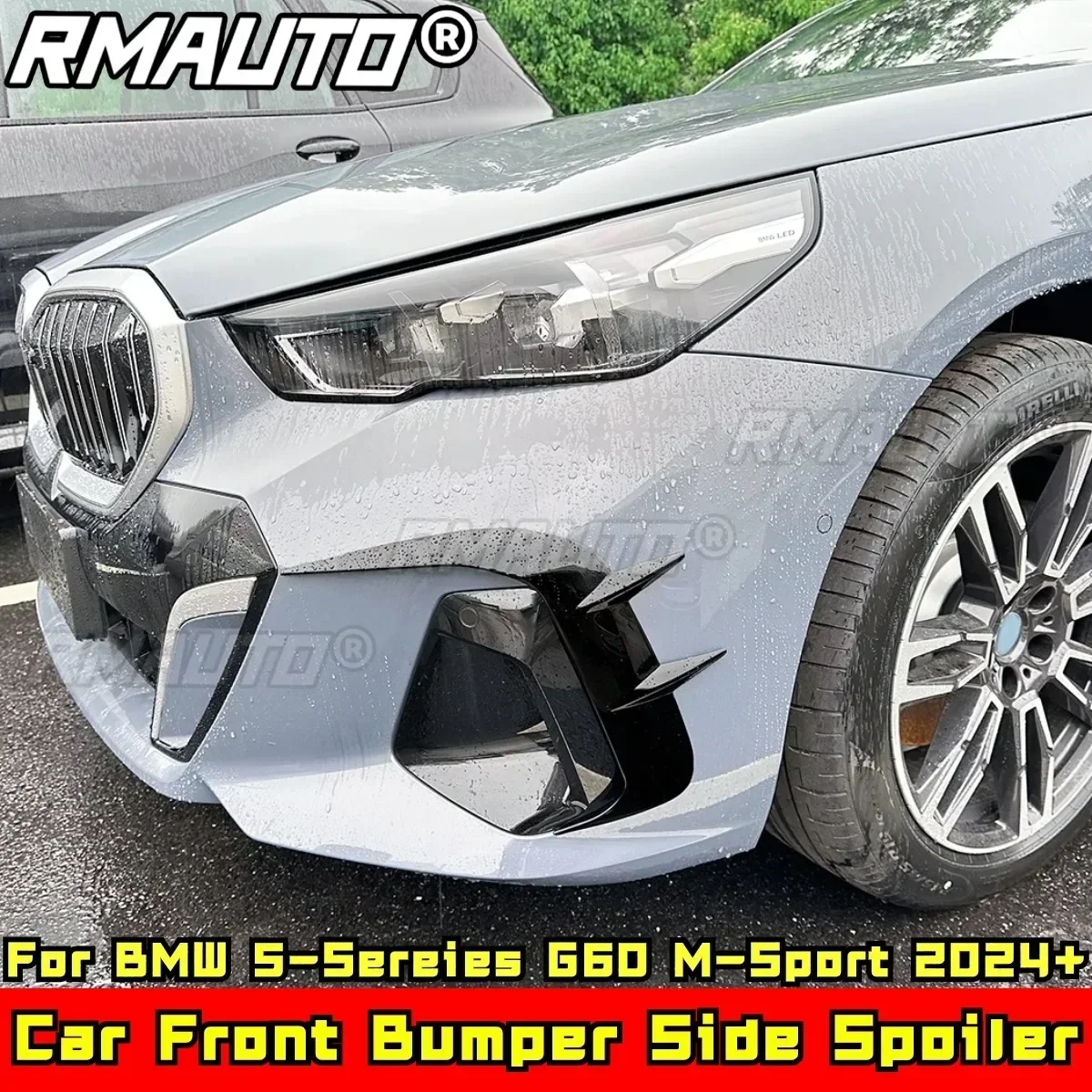 G60 Air Blade Tuning Glossy Black M-Sport Style Rear Car Front Bumper Side Spoiler For BMW 5-Sereies G60 2024+ Car Accessories