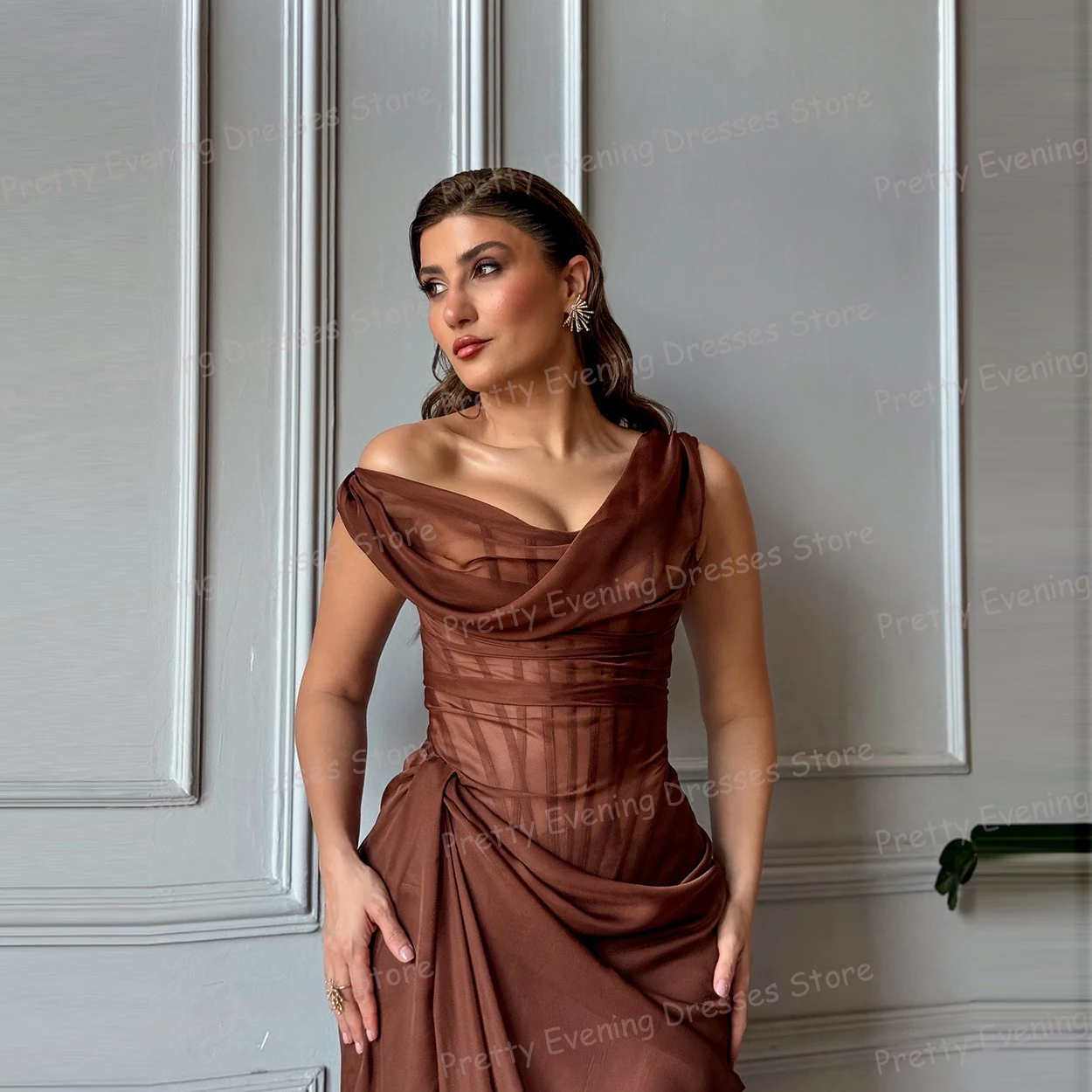 Elegant Hollow Evening Dresses Woman's Sexy Boat Neck Mermaid Prom Growns Fashion Party Sleeveless Vestidos De Noche Customized