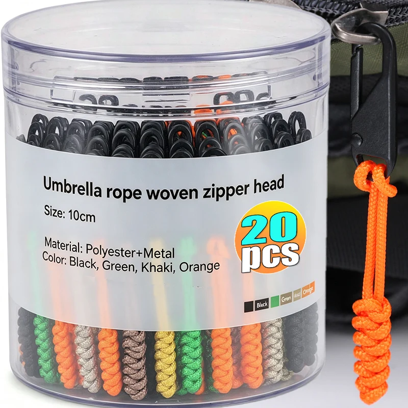 1/20pcs Woven Rope Metal Detachable Zipper Pullers Repair Kits for DIY Craft Sewing Repair Accessories Outdoor Bag Puller Zipper