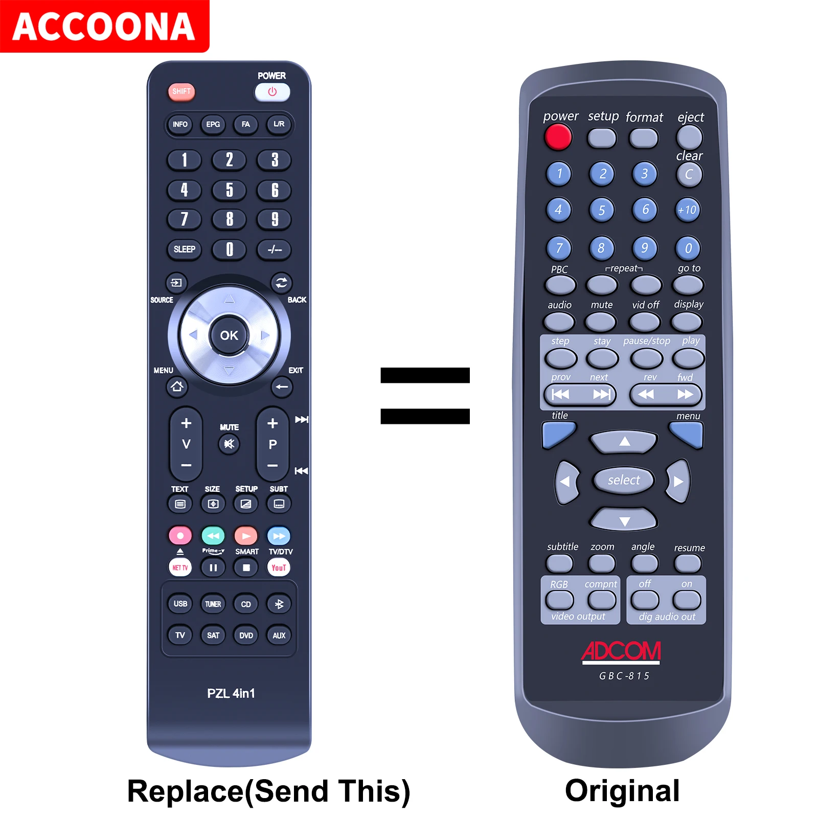 Replacement Remote Control For Adcom GDV-870 GDV-850 DVD Player