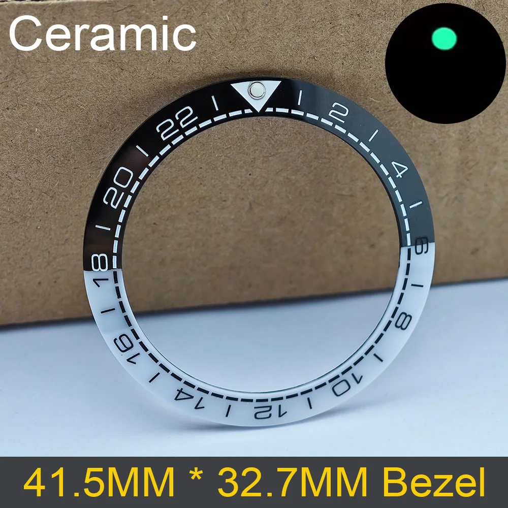41,5 mm nachylona ceramiczna/aluminiowa świecąca wkładka do ramki do 43 mm akcesoria do zegarków średnica wewnętrzna 32,7 mm ramka akcesoria