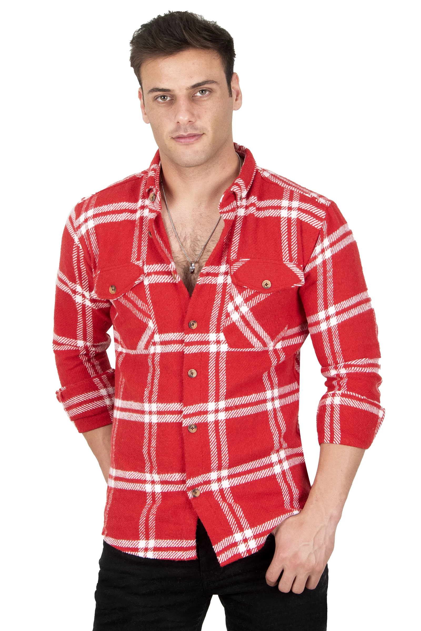 DeepSEA Patterned Buttoned Double Pocket Lid Lumberjack Shirt 2302306