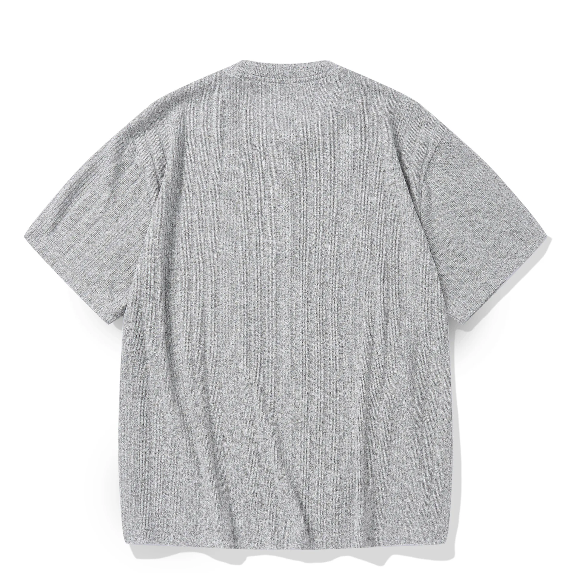 Old Money Style Japanese Retro Henley Collar Knitted Short Sleeved T-shirt Loose Half Sleeved T-shirt