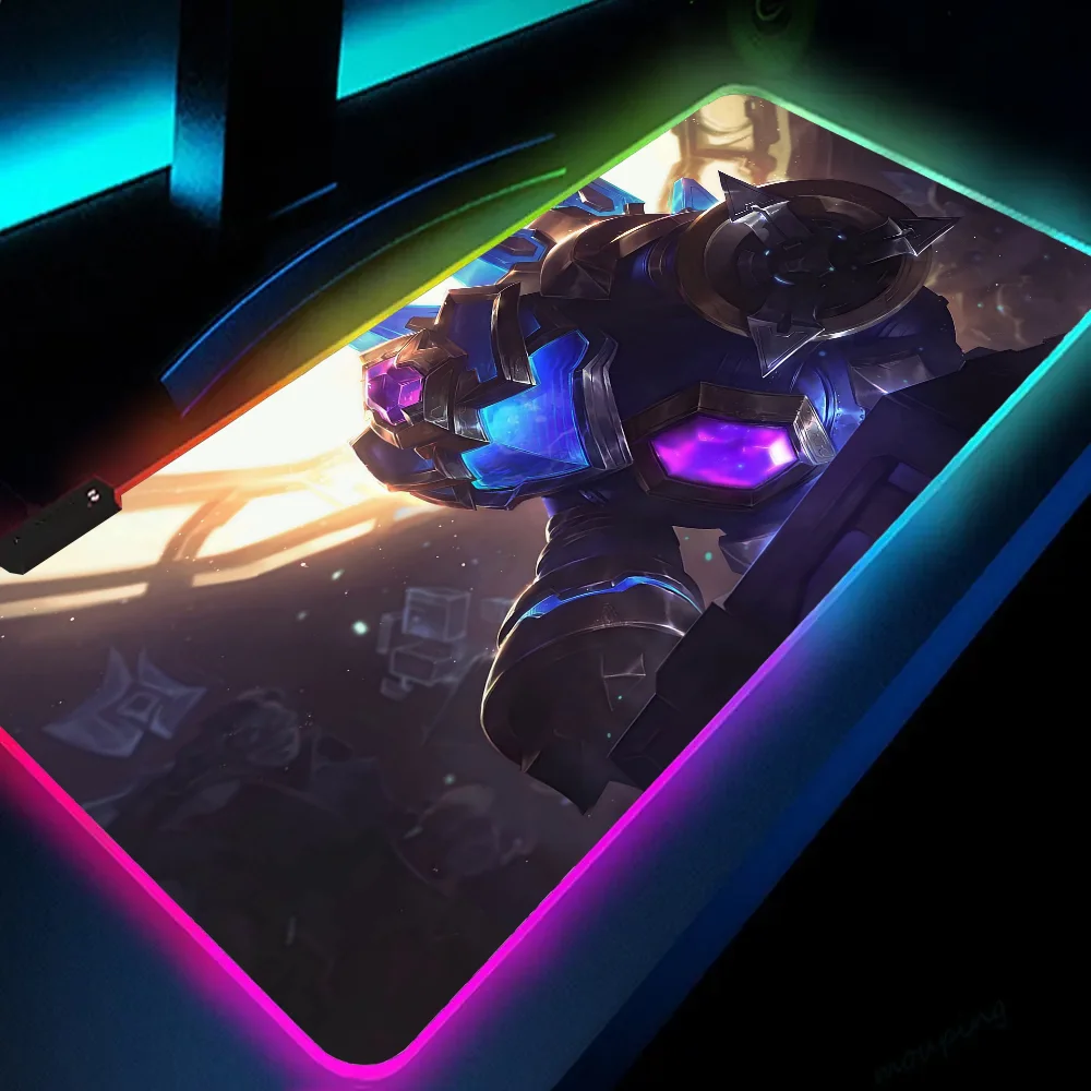 1PC Hextech Rammus League Of Legends Mat XXL RGB Gaming Mouse Pads HD Black Gamer Accessories Large LED