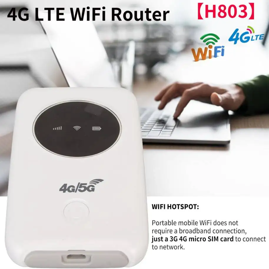 

H803 Беспроводной маршрутизатор 4G LTE 150 Мбит/с 3600 мАч Портативная точка доступа Wi-Fi со слотом для SIM-карты Автомобильный беспроводной модем 4G Карманный Wi-Fi-маршрутизатор
