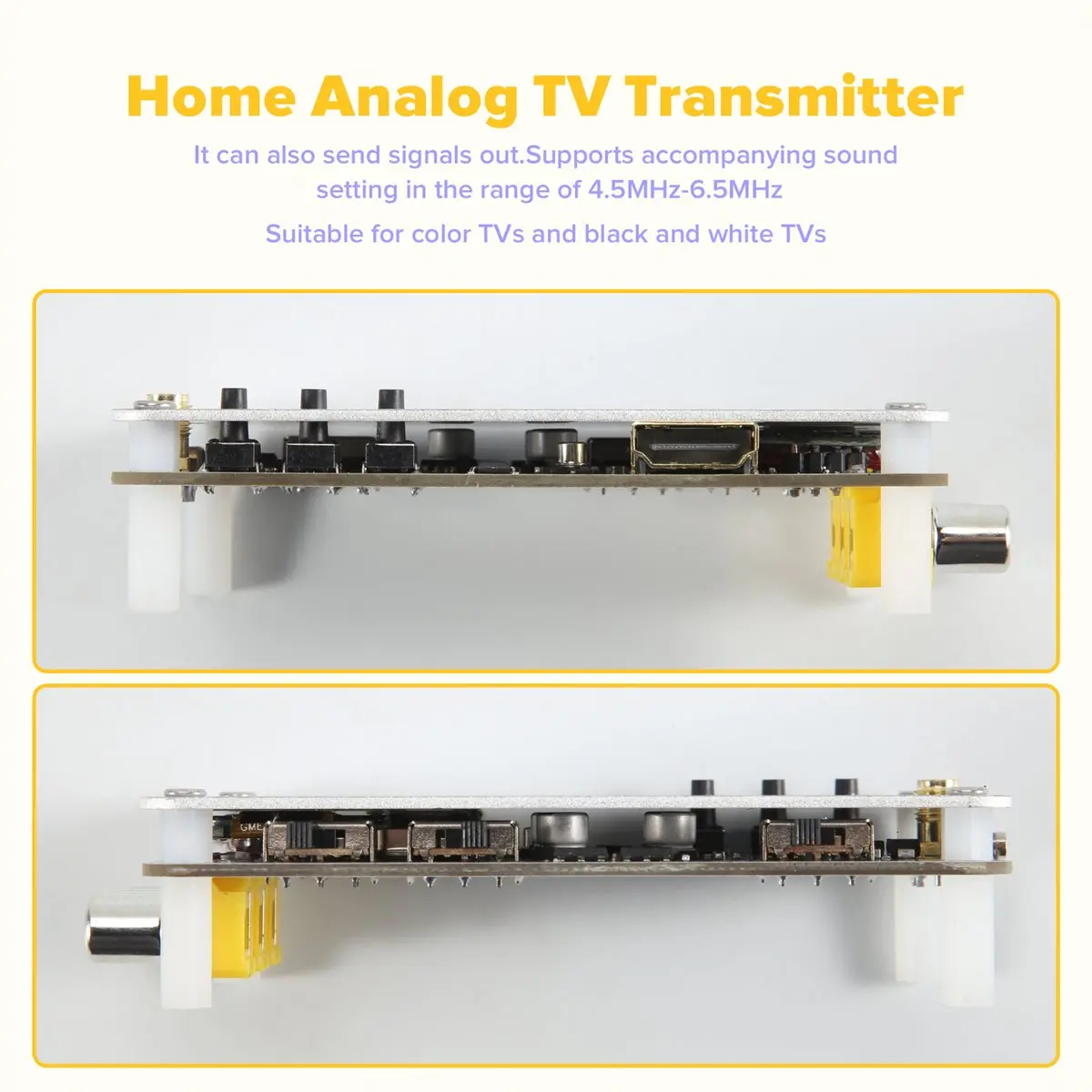 

DT77 White Analog TV Signal Transmitter Home Analog TV Transmitter with OLED Display for Global TVs