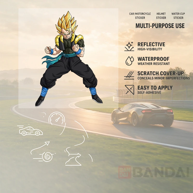Anime Fighter Golden Hair Car Stickers Vinyl Decal Waterproof Die Cut for Window Bumper Motorcycle Helmet Laptop Auto Decor