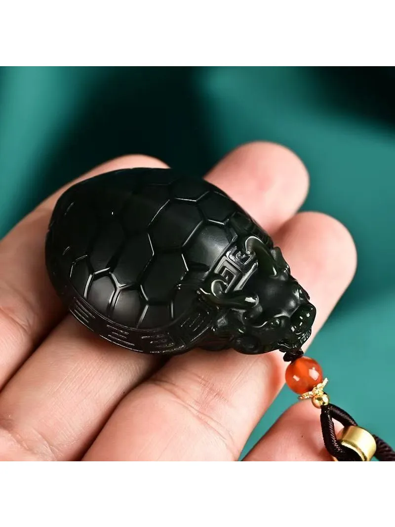 

Лидер продаж, ручная резьба/He Tian, голубой нефрит, ожерелье с черепахой на удачу, кулон, модные ювелирные аксессуары