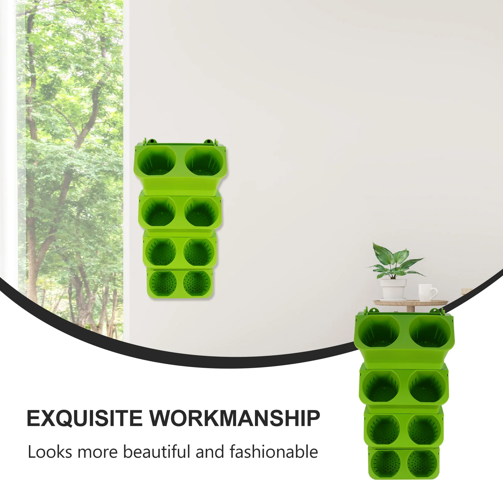 4 قطعة زارع حائط عمودي للحديقة سقي ذاتي 2 جيب معلق أصيص زهور خلفية داخلية زارع بلاستيكي #1