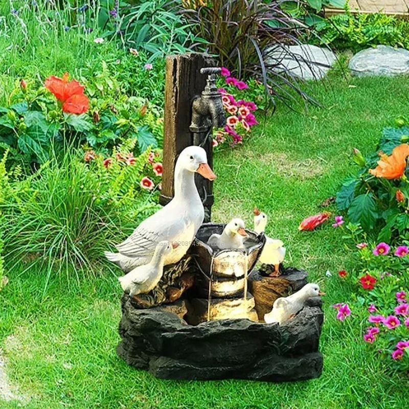 

Yard For Fountain Garden Outdoor Solar Decor Duck Landscape Animal Statue Simulation Power Resin Decoration Squirrel Figurine