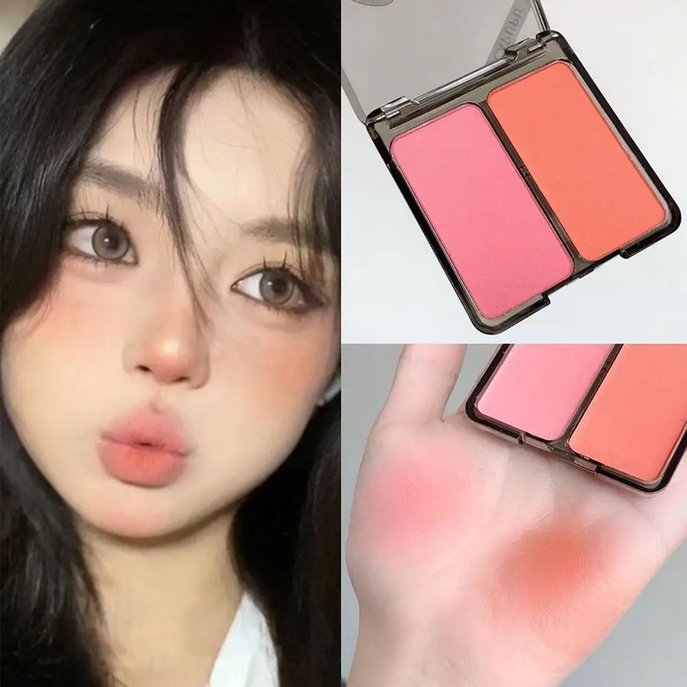 Dual Color Blush Palette เฉดสีเม็ดสีแวววาวสีแก้มติดทนนานเพื่อการแต่งหน้านู้ดที่สดใส X4C9