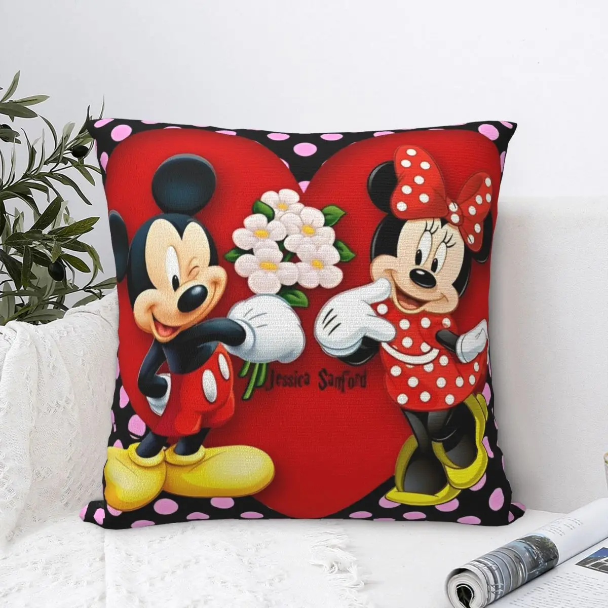 Mickey Mouse Valentine's Day Couple Love Pillow Cover Pillow Case For Office Car Home Decorative Cushion Cover Soft  Pillowcases