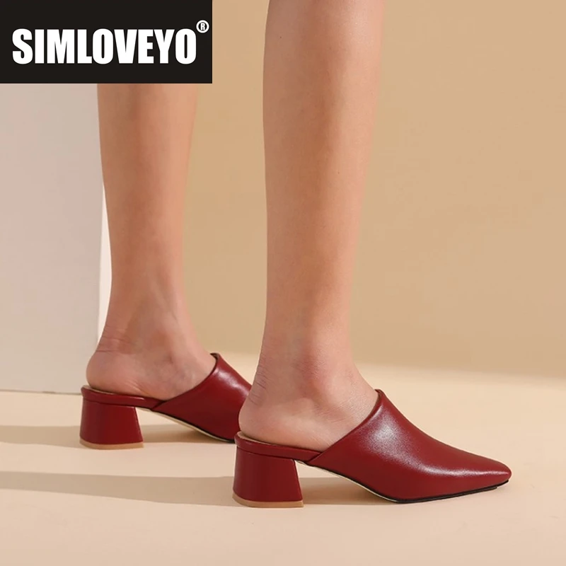 

SIMLOVEYO женские туфли-лодочки 2025, носок, каблук 4,5 см, элегантные удобные летние туфли без шнуровки из искусственной кожи с открытой пяткой C2232