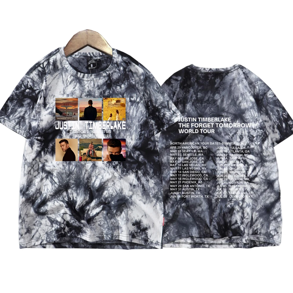 Justin Timberlake The Forget Tomorrow World Tour Tie Dye Shirts Unisex Round Neck Short Sleeve Popular Music T-Shirt Fans Gift