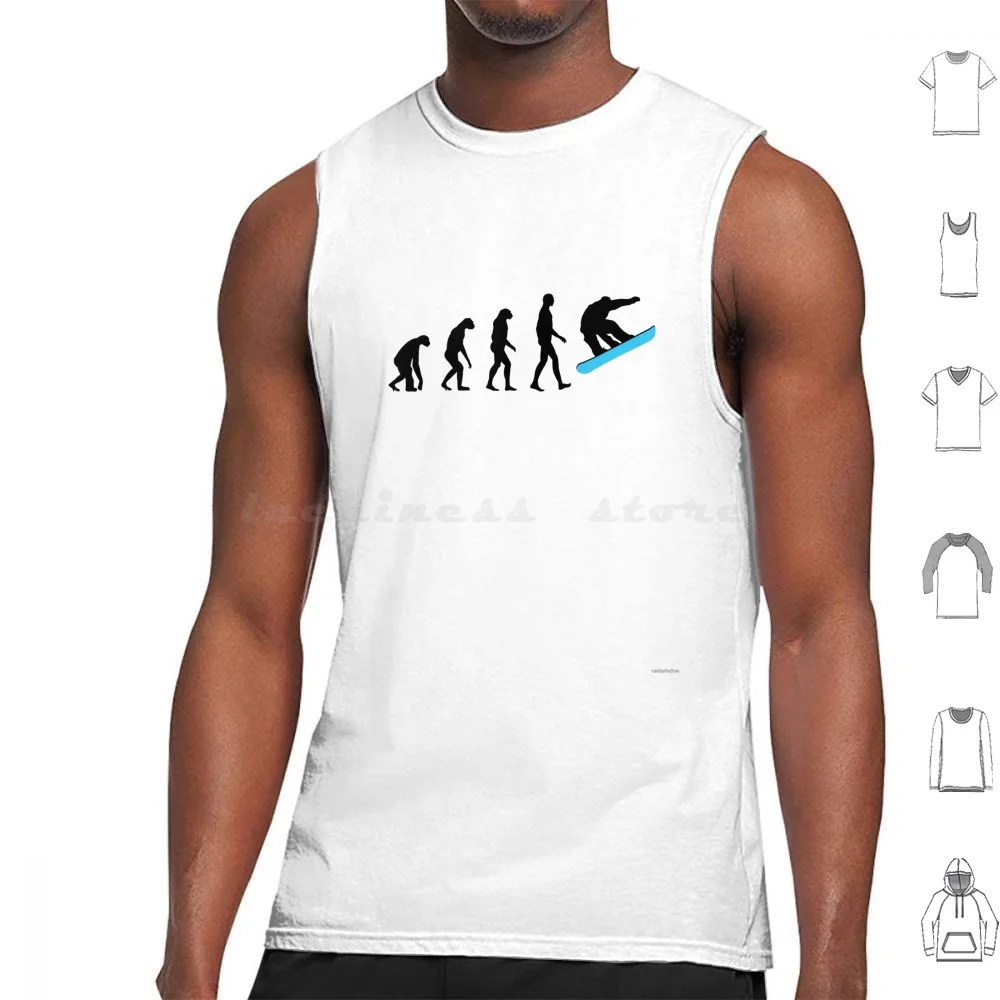 Evolution Snowboard Tank Tops Print Cotton Evolution Snow Winter Snowboarding Board Boarder Ski Apres Ski Powder Downhill
