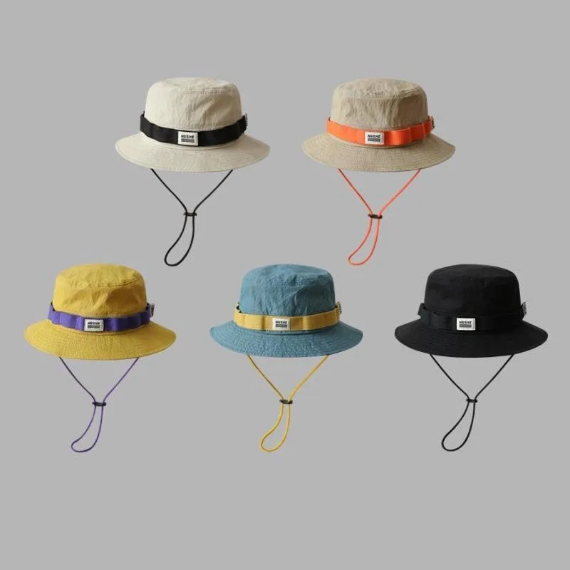 Summer Sunshade Bucket Hat Japanese Women Men Wide Brim Fisherman Cap Outdoor Outing Camping Panama Basin Cap