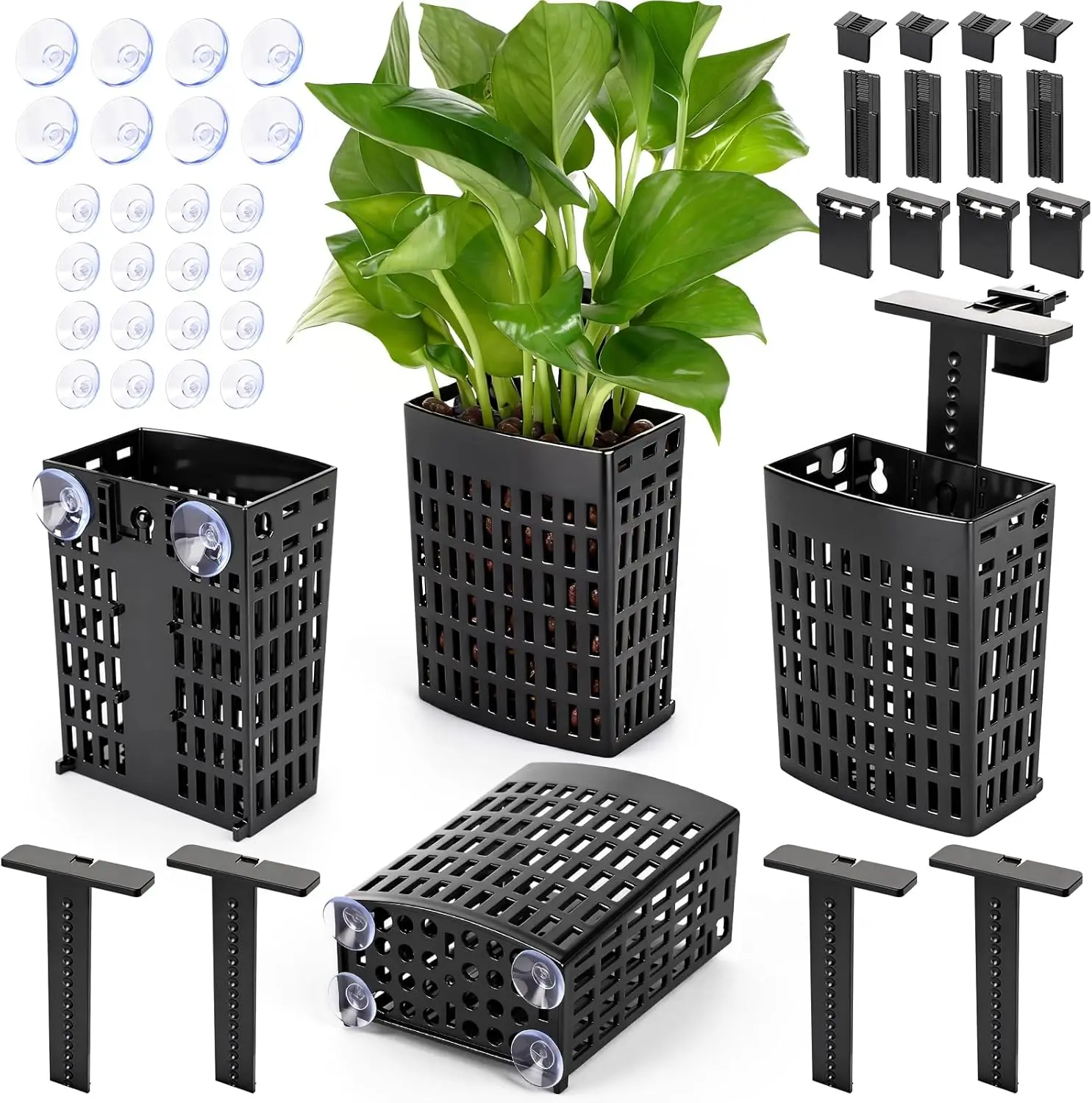 2026 Latest Upgraded Aquarium Plant Holder Adjustable Height with Extendable Hook and Suction Cup for Fish  (4 Pack)