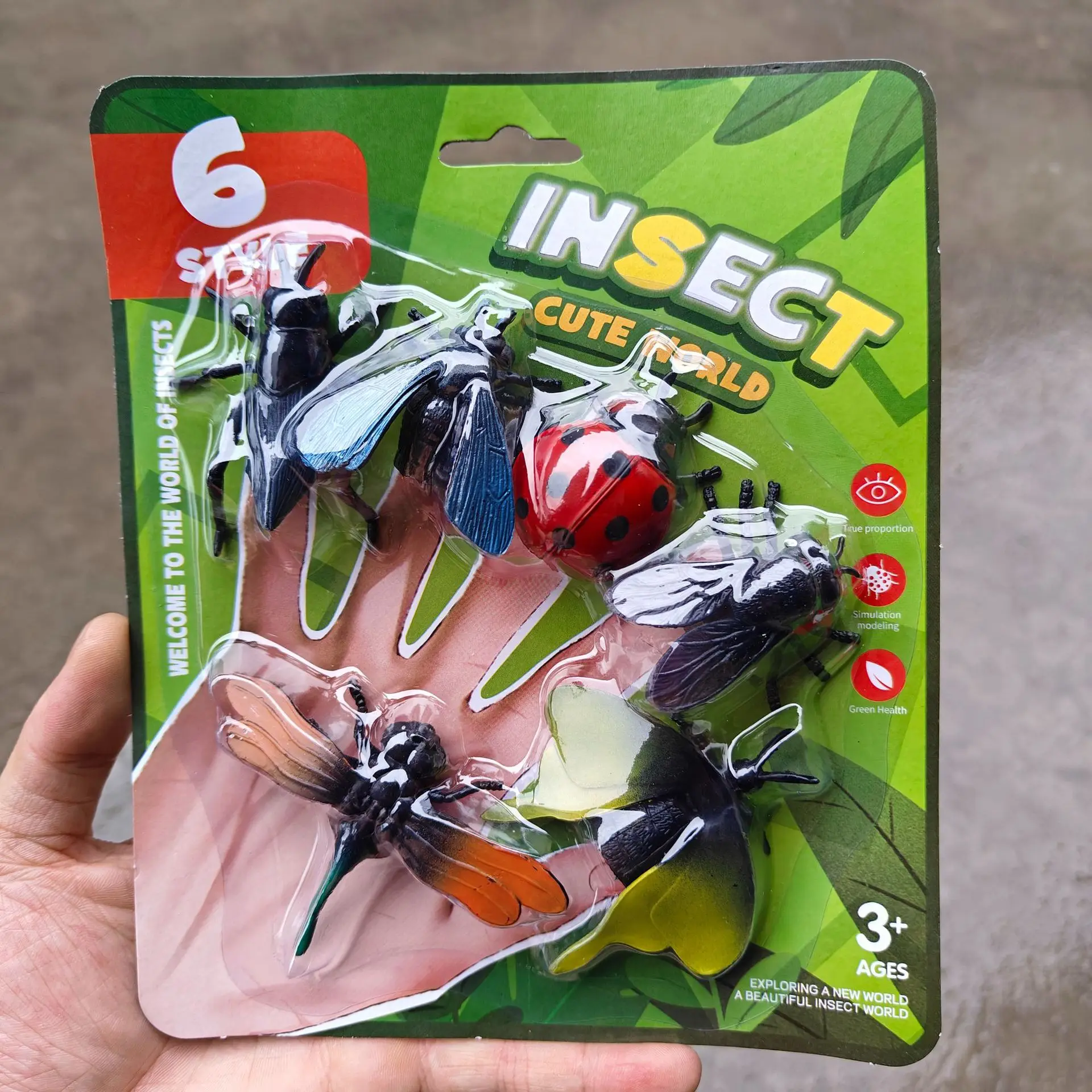 ชุดหุ่นมือแมลง 6 ชิ้น, โมเดลแมลงที่เหมือนจริงทำจากยางนุ่ม, ของเล่นแบบโต้ตอบสำหรับเด็กสำหรับพ่อแม่และลูก