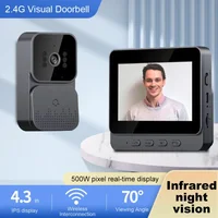 Timbre de intercomunicador inalámbrico HD visión nocturna 4.3in lPs pantalla impermeable cámara de timbre Visual de seguridad para el hogar inteligente vídeo por campana