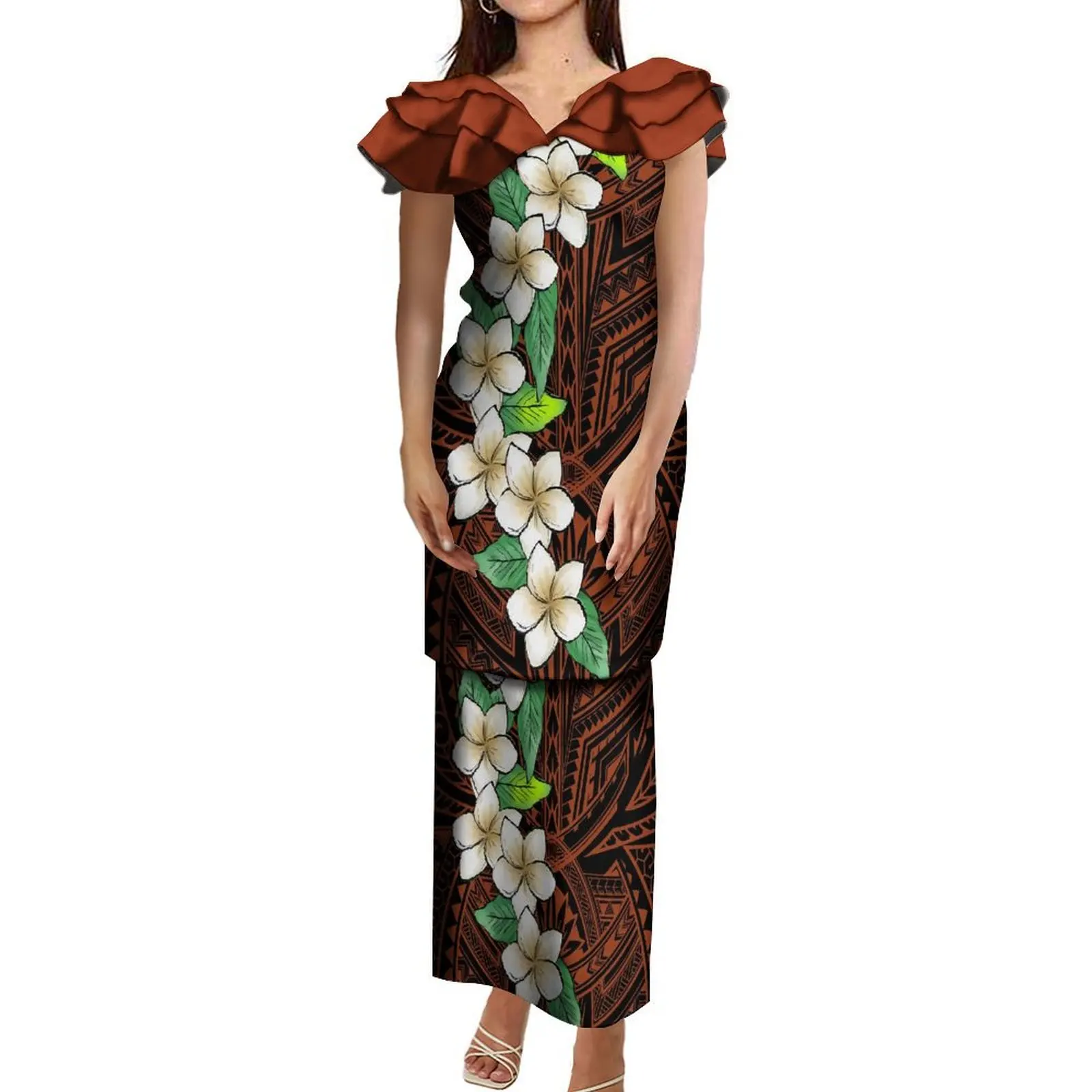 Polynesian Family Suit Puletasi Suit Putaha Top And Long Skirt Samoan Fijian Island Dress And Men'S Shirt Children'S Clothing